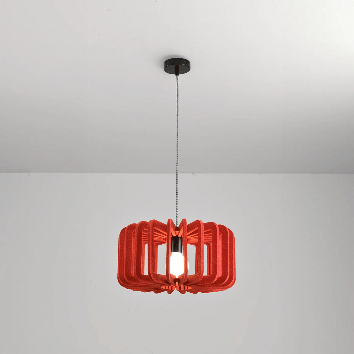 Akustik-Pendelleuchte mit Filzschirm, E27 | Designbeleuchtung mit Schallabsorption für Restaurant und Esszimmer, 40 cm | Sansoti