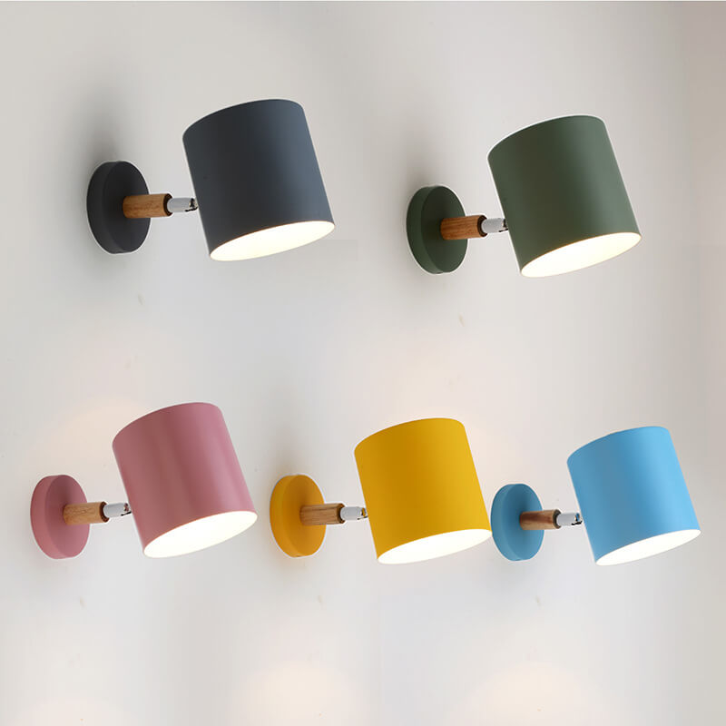 Applique Murale Métal Bois Réglable Chambre Salon Style Scandinave Couleur Macaron E27 Lampe de Chevet Applique Murale | Restfield