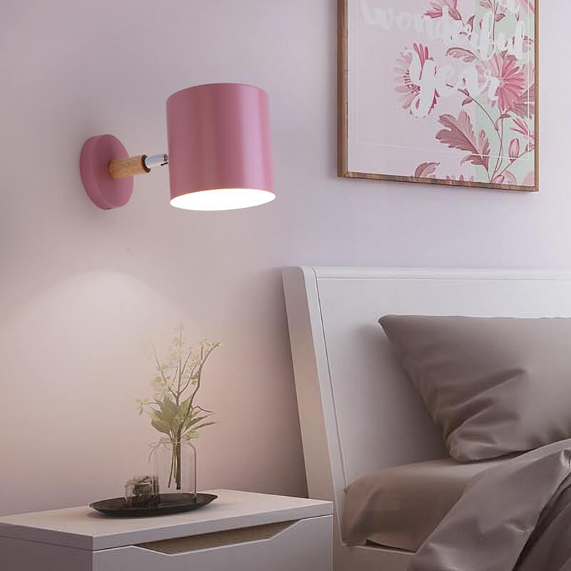 Applique Murale Métal Bois Réglable Chambre Salon Style Scandinave Couleur Macaron E27 Lampe de Chevet Applique Murale | Restfield