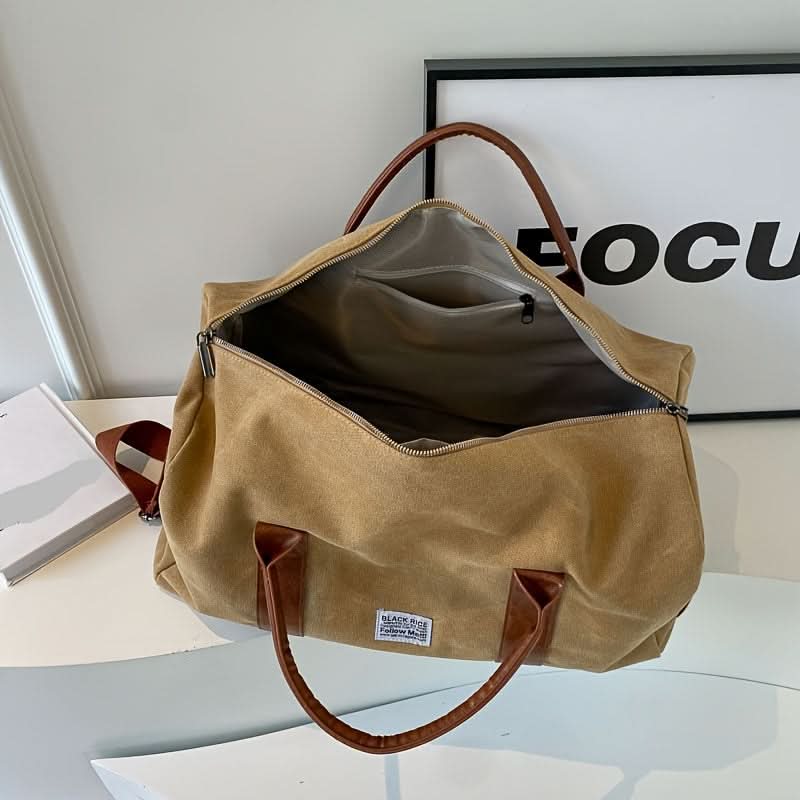Vintage-Canvas-Wochenendtasche mit geräumigen Fächern für Reisen, Fitnessstudio und Sport, lässiger Retro-Stil, Reisetasche, Schultertasche | Sansoti