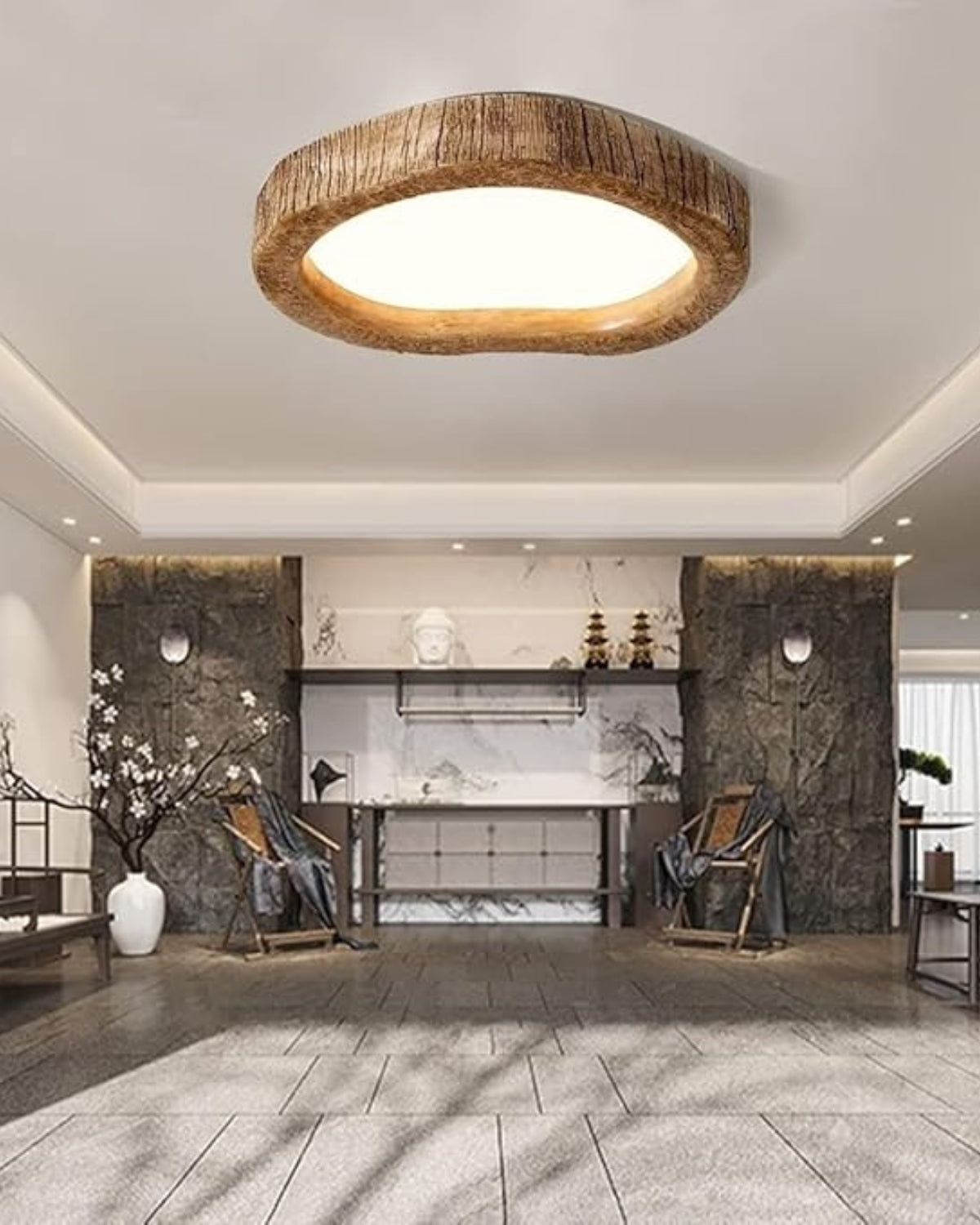Restfield | Runde Deckenleuchte Holzoptik für Schlafzimmer und Wohnzimmer – Moderne LED-Beleuchtung