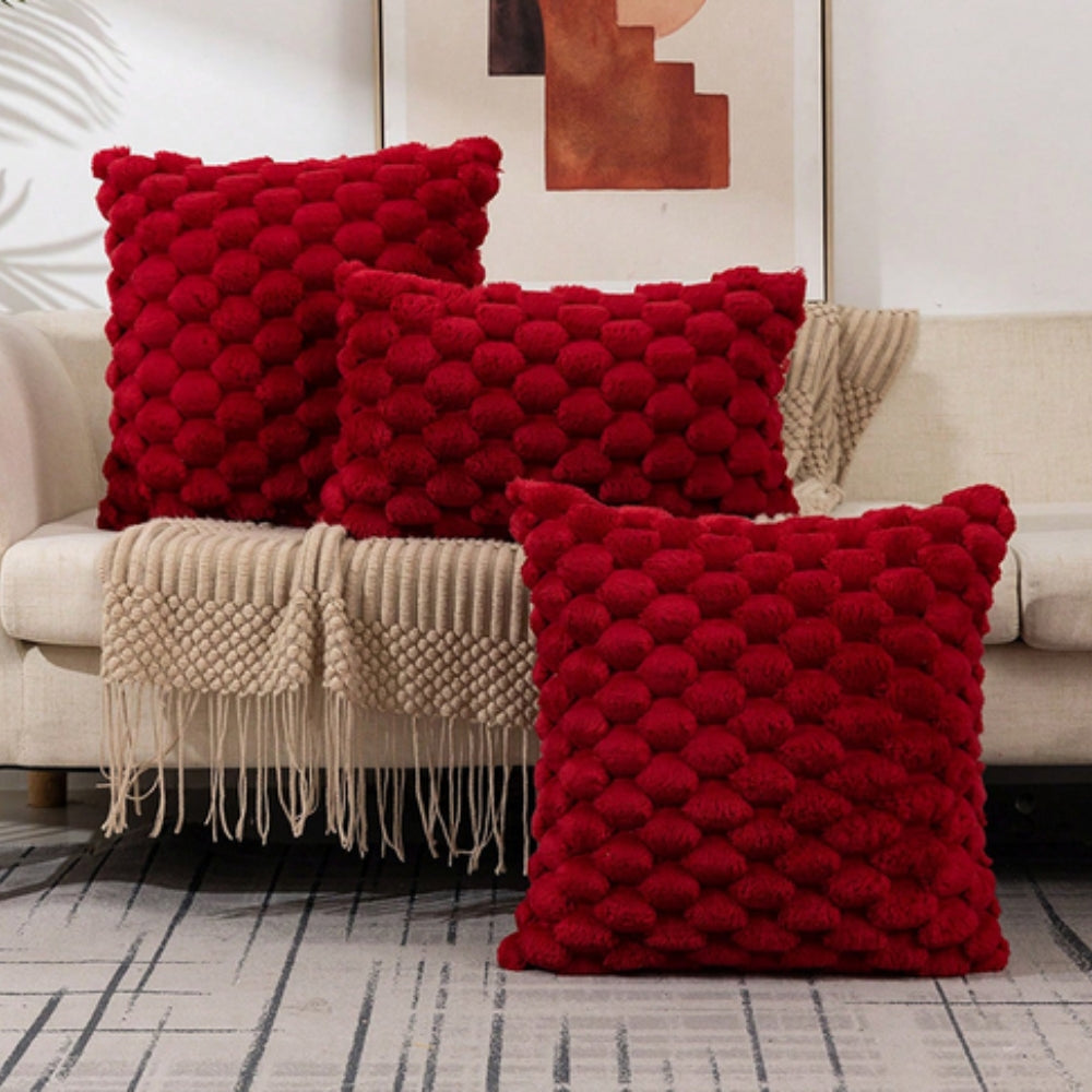 Kussenhoes 3D textuur katoen polyester roze sierkussen bank slaapkamer decoratief zacht hoes kussen vierkant rechthoek | Sansoti