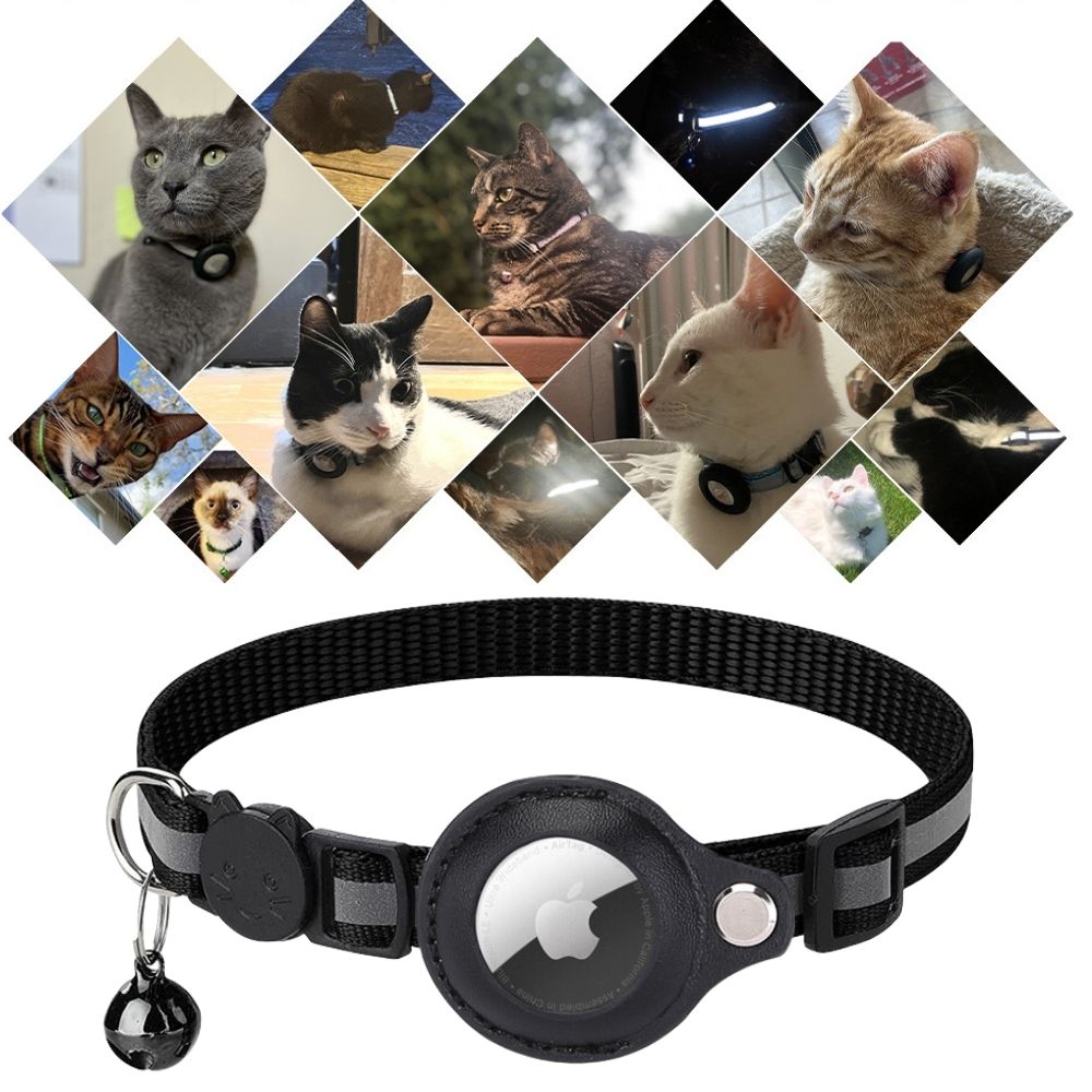 Veiligheidskat Halsband met Reflecterende Strepen en Snelsluiting | GPS Tracker Houder | Sansoti