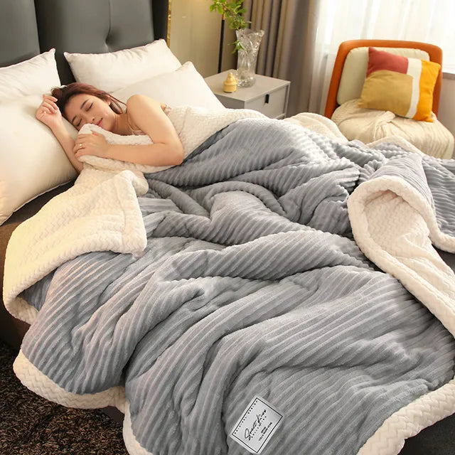 Soft Fleece Blanket for Double Bed 150x200 cm Warm Throw Winter Blanket Sofa Living Room Bedroom Couch | Sansoti