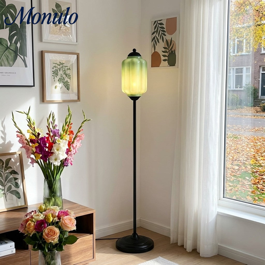 Decoratieve Glazen Pompoen Vloerlamp Retro Organische Stijl Woonkamer Staande Lamp | Sansoti