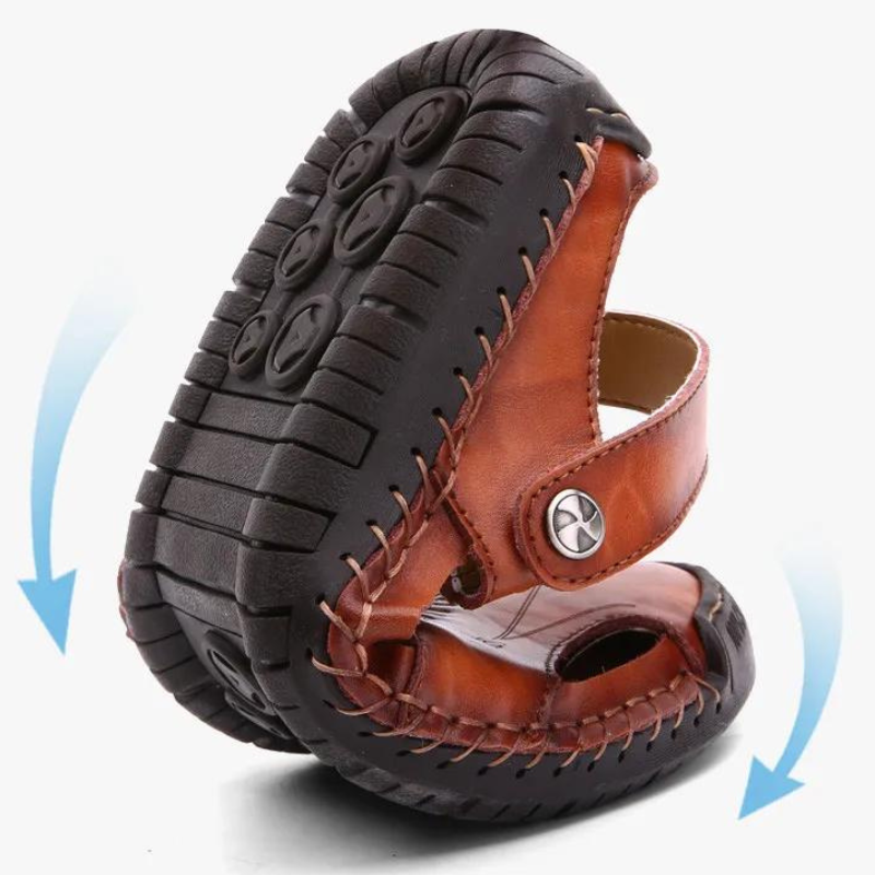 Orthopedische Heren Lederen Sandalen – Comfortabel Zomerse Slippers met Antislip Zool Casual Pantoffels | Sansoti