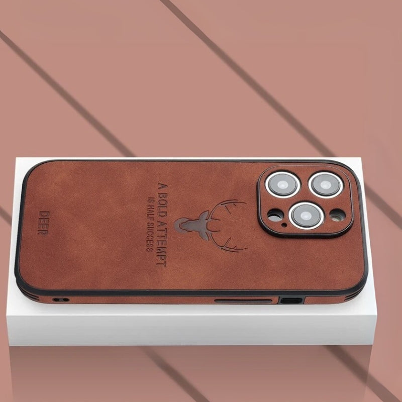 Luxe Wildleren iPhone Hoes Zwart Bruin Donkergroen Lichtblauw Beschermhoes met Shockabsorptie Camerabescherming | Sansoti