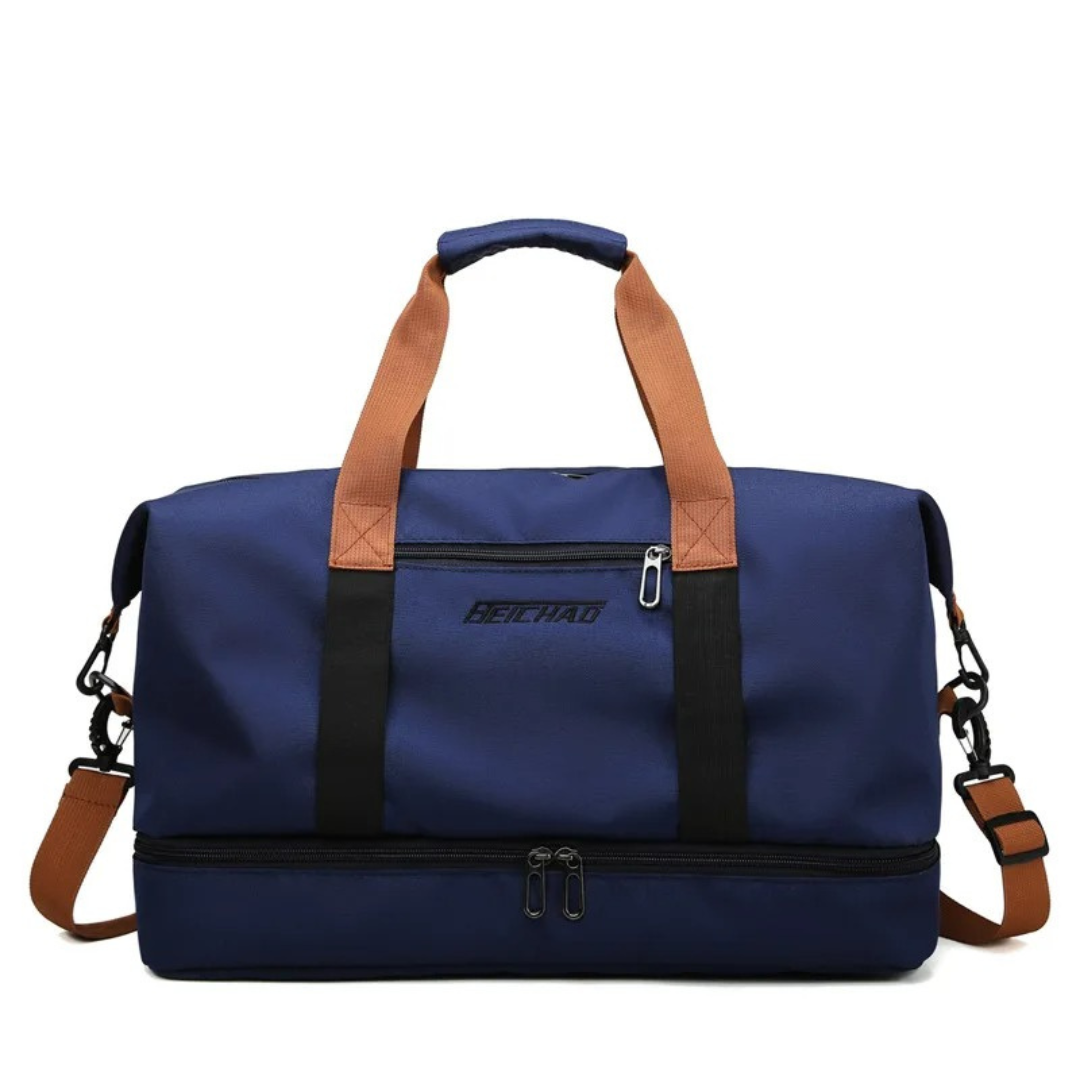 Sporttas met Schoenenvak en Natte-Droge Scheiding 46x25x28cm Oxford Stof Trolley Bevestiging Gym Fitness | Sansoti