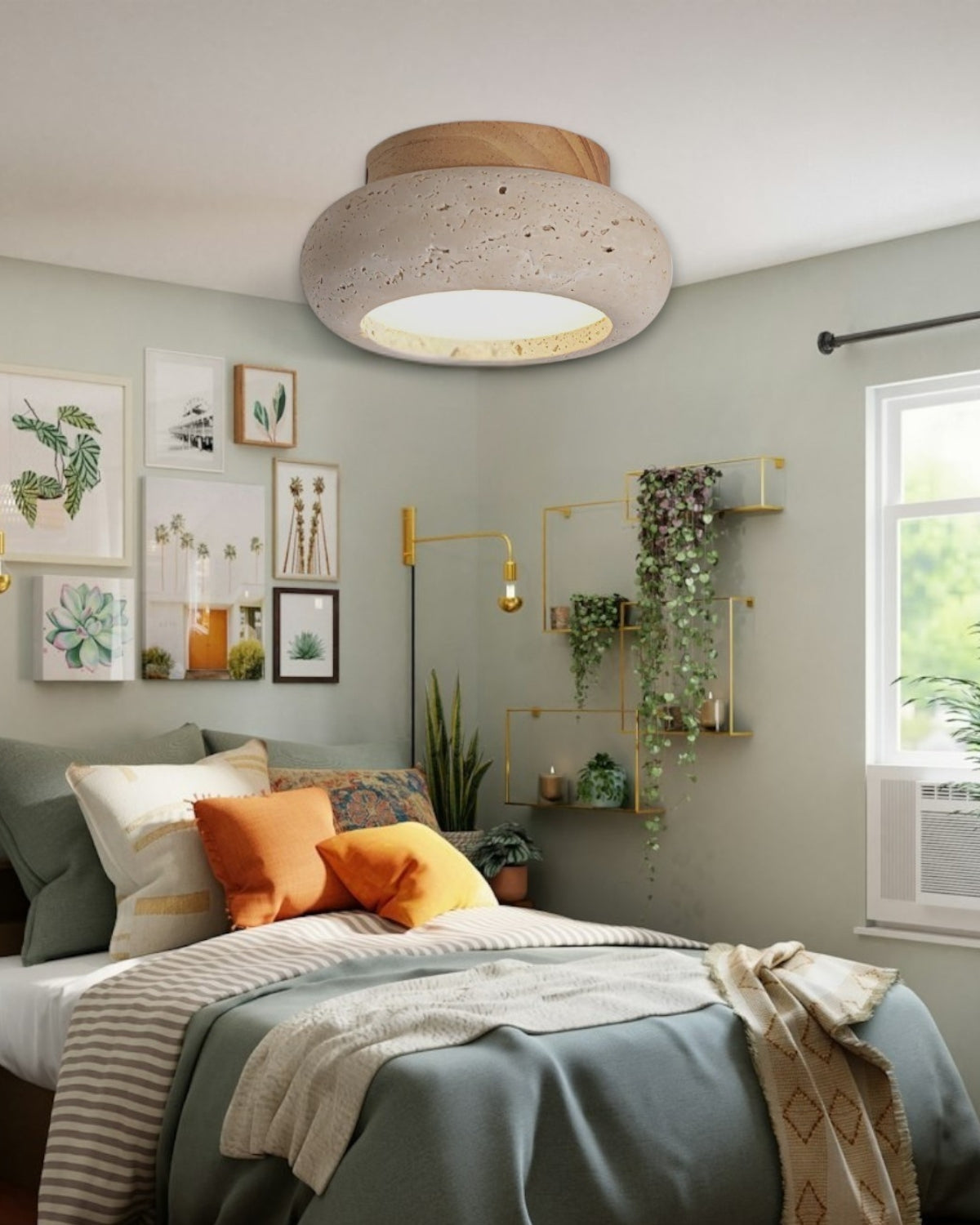 Plafondlamp acryl natuurtinten walnoot beige woonkamer slaapkamer gang warm licht diffuus elegant Scandinavisch design modern minimalisme interieur verlichting | Sansoti