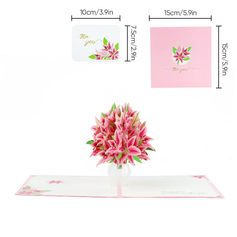 3D-Pop-up-Grußkarte mit Blumenmotiv für Muttertag, Geburtstag und Jubiläum - persönliches Geschenk und Grußkarte | Sansoti