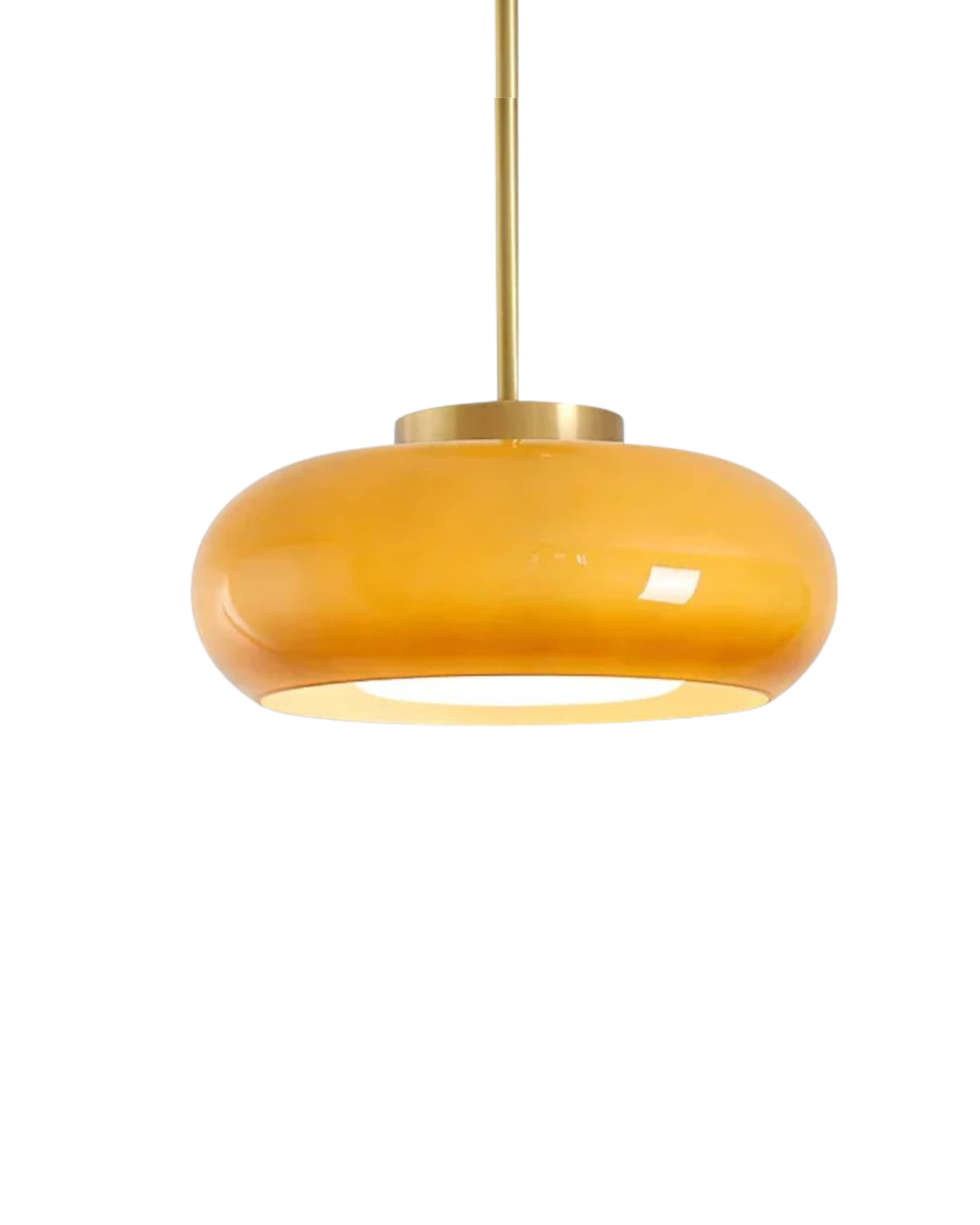 Moderne Deckenleuchte mit goldenem Rahmen und Glasschirm in Amber oder Weiß 3000K warmes Licht | Restfield