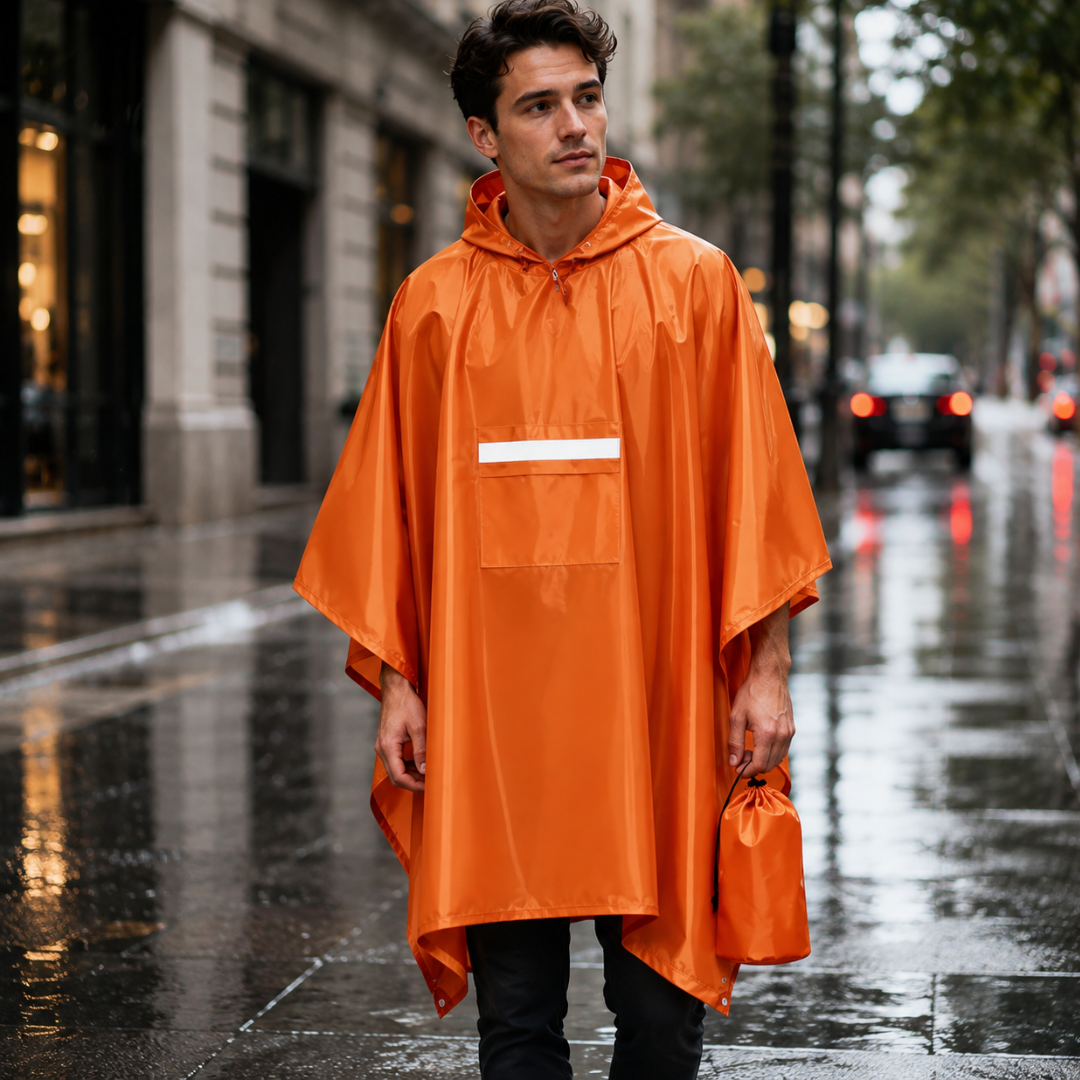 Regenponcho voor Volwassenen met Opbergtas Verstelbare Capuchon Waterafstotend Outdoor Wandelen Festival Camping | Sansoti