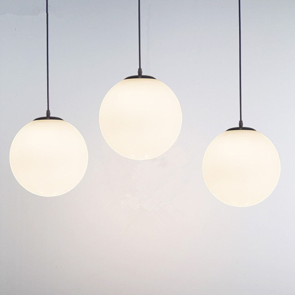 Hanglamp Glas Bol E27 Wit Eettafel Keuken Woonkamer Moderne Verlichting Ronde Hanglamp Minimalistisch Interieur | Sansoti