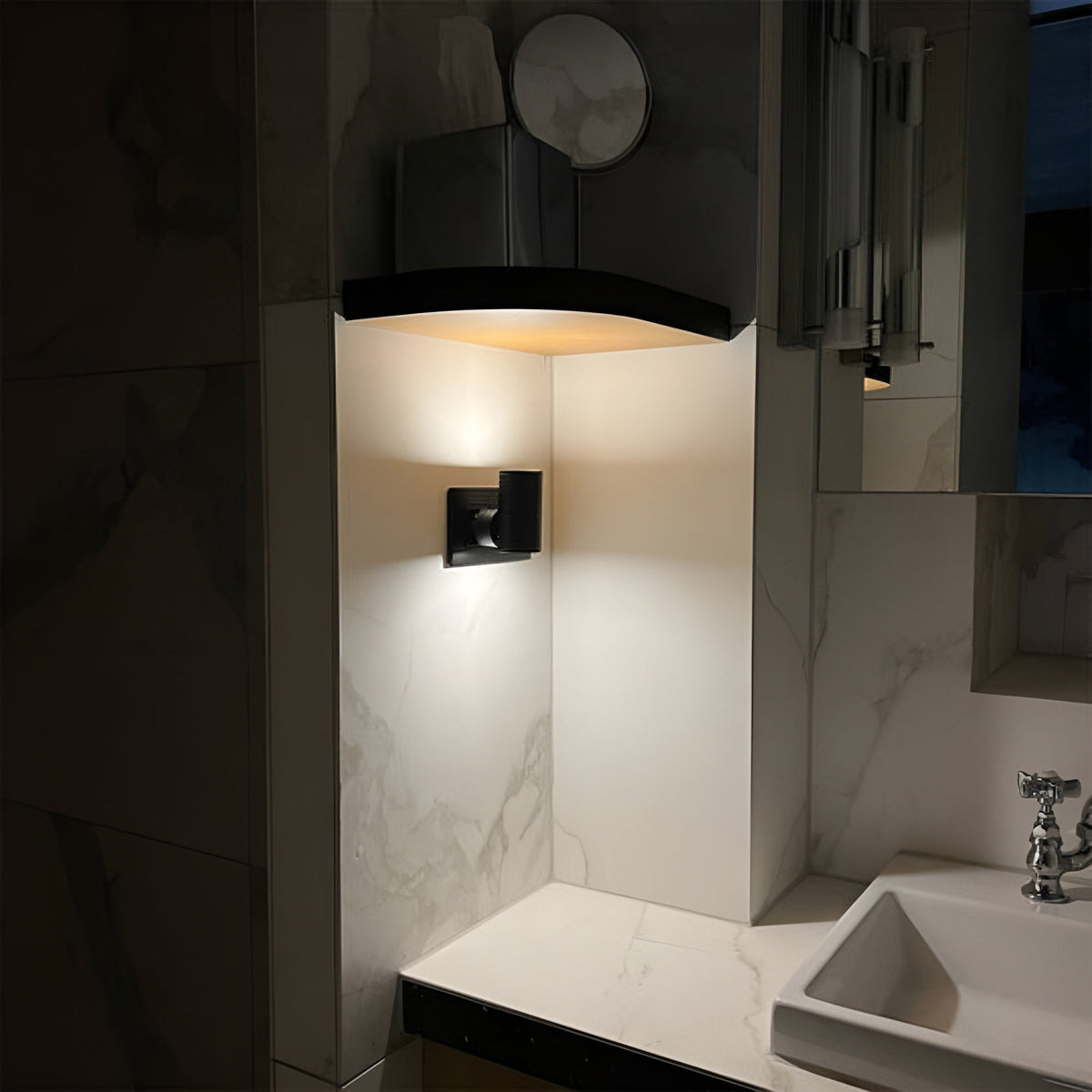 Dimmable Plug-In Night Light LED 10x10x8cm Black White Bedroom Hallway Bathroom Children's Room Wall Light | Sansoti