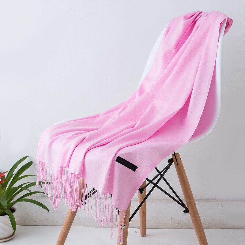 Écharpe en cachemire 200x70cm à franges, long châle, accessoire d’hiver chaud et confortable, couleurs unies, élégant | Sansoti