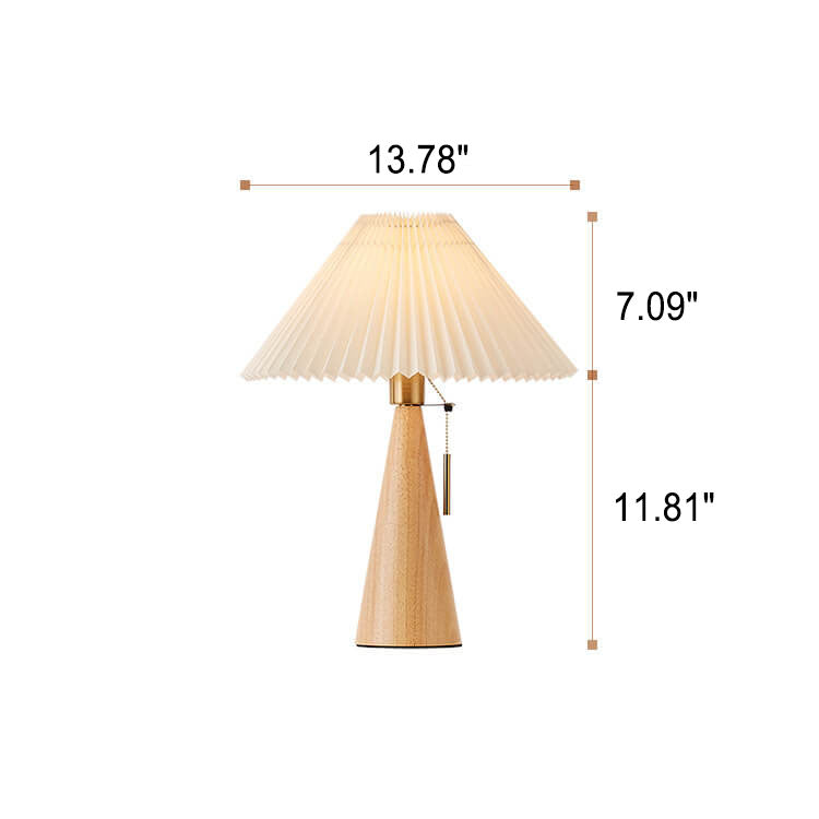 Tafellamp Hout Geplooide Stof Kap E26 35x48cm Dimbaar Japans Slaapkamer Woonkamer | Sansoti