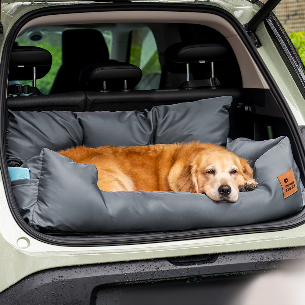 Hondenmand Auto Achterbank Medium/Large met Veiligheidsriemen & Opbergtasje - Comfortabel Veilig Reizen Hond | Sansoti