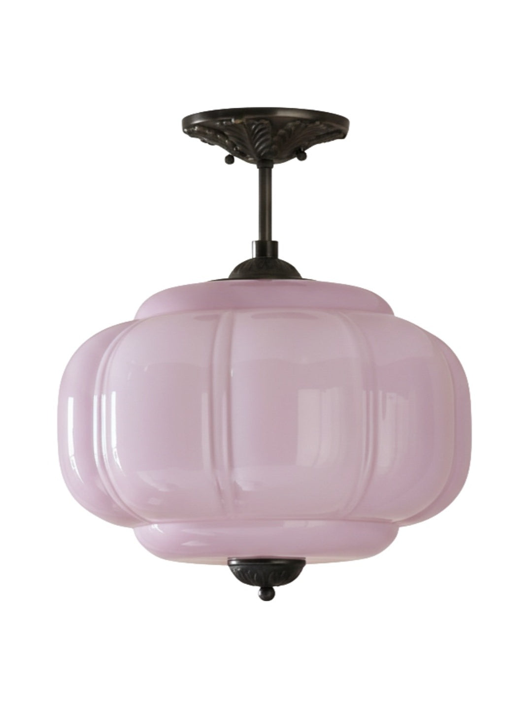 Vintage Melkglas Plafondlamp Geschulpt Rand Wit Roze Groen Blauw Helder Mat Glas Semi-Flush Hanglamp Messing Zwart Finish | Sansoti