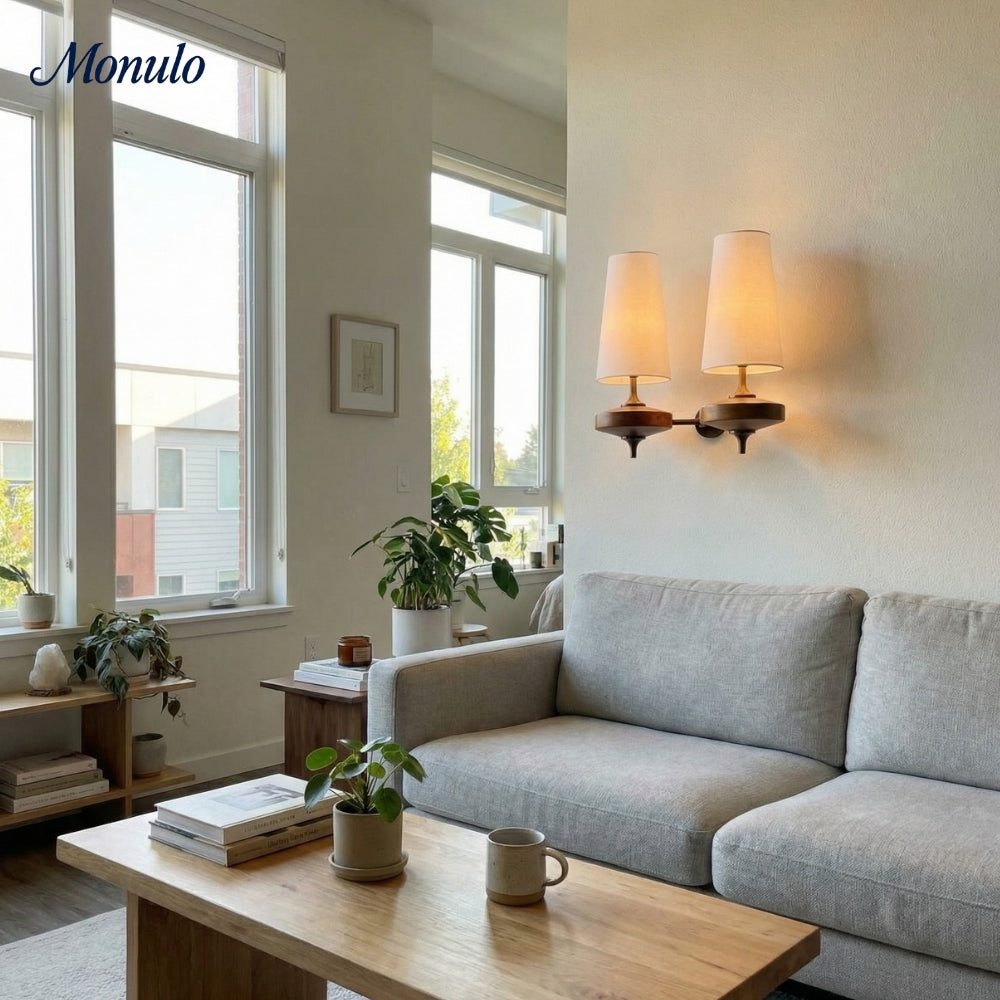 Retro Wandlamp met Stoffen Kap – Vintage Verlichting voor Slaapkamer | Sansoti