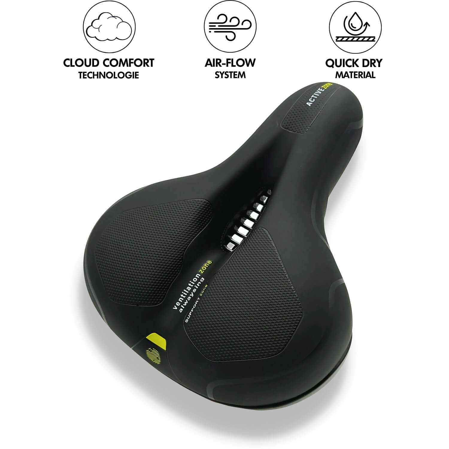 Ergonomisch Fietszadel met Gel-Demping - Comfortzadel voor Langere Fietstochten - Ademend en Drukverlagend - Universele Pasvorm | Sansoti