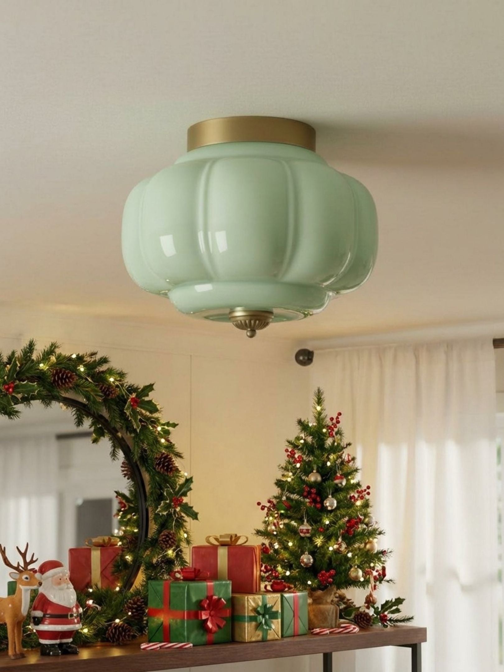 Retro Plafondlamp met Melkglazen Kap – Verfijnde Semi-Flush Mount Verlichting voor Moderne Interieurs | Sansoti