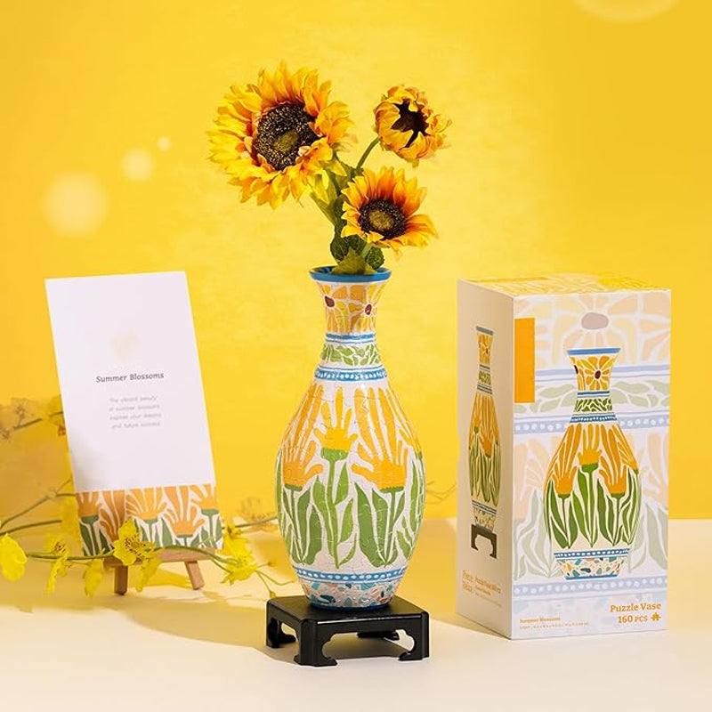 3D Puzzelvaas Zelfbouw – Creatief Decoratiestuk met 160 Puzzelstukjes – Unieke Vaas voor Bloemen – Doe-het-zelf Interieurobject – Inclusief Waterbeker en Standaard | Sansoti