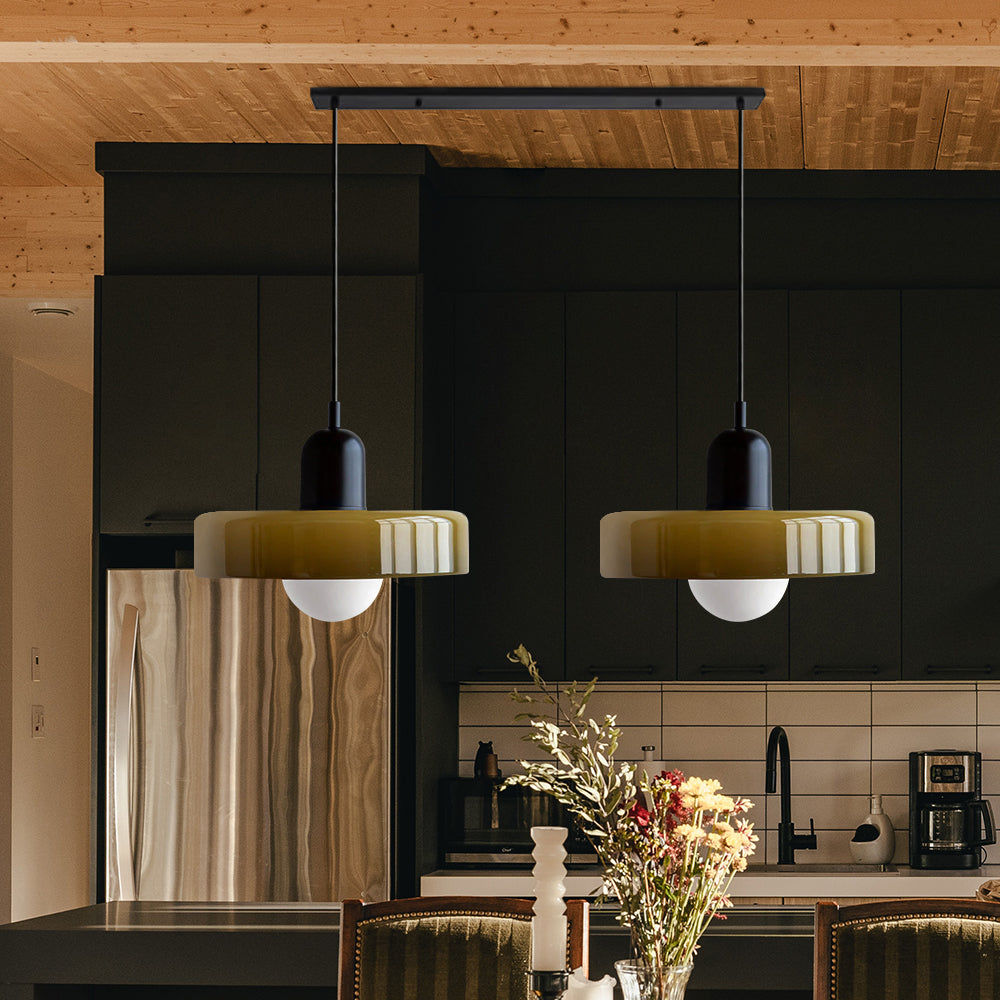 Luccon Doppelte Hängeleuchte Glas G9 35 cm Modern Esstisch Wohnzimmer Design Beleuchtung | Restfield