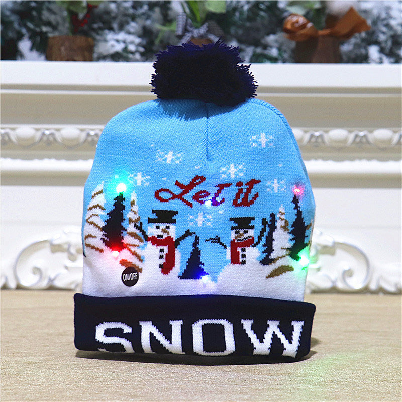 Gebreide Kerstmuts met LED-Verlichting op Batterij Winteraccessoire Feestelijk Design Kerstsfeer Kerstmis | Sansoti