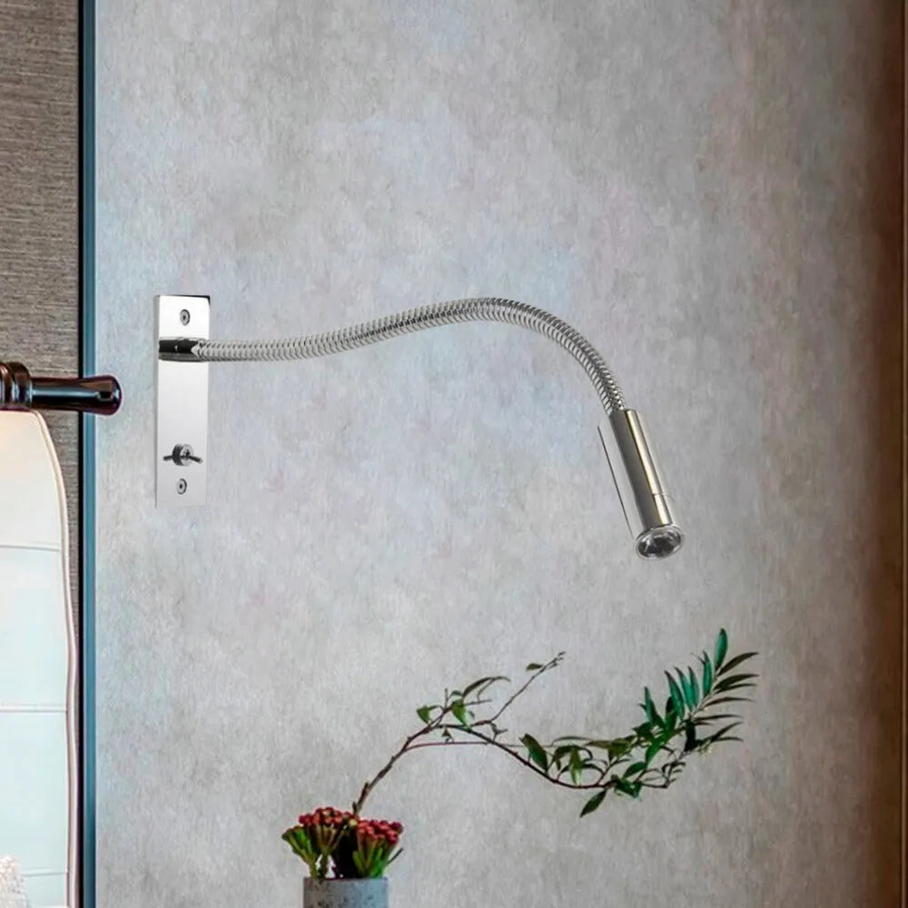 Adjustable LED Wall Lamp Metal Warm Light Reading Lamp Bedroom Bedside Lamp Spotlight Modern Design Chrome Bronze | Sansoti