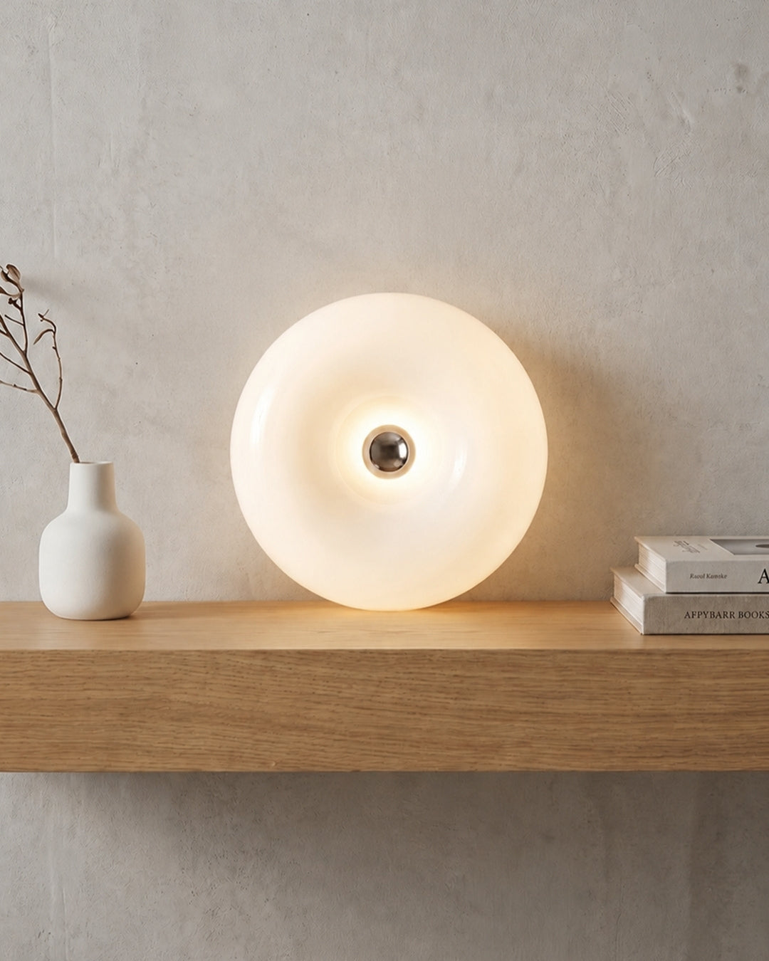 NARA Sculptural Donut Lamp met 3 Kleurtemperaturen – Dimbare Glazen Tafellamp Bauhaus Design Touch Control Wandmonteerbaar Ambient Lighting | Sansoti