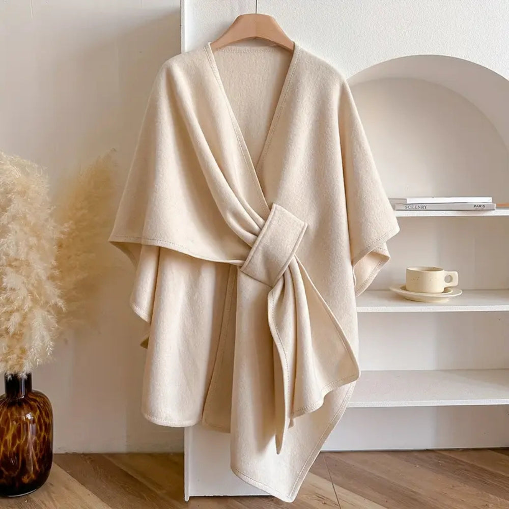 Lichte Poncho Cape met Bescherming tegen Wind en Kou – Warme Shawl voor Najaar en Winter | Sansoti