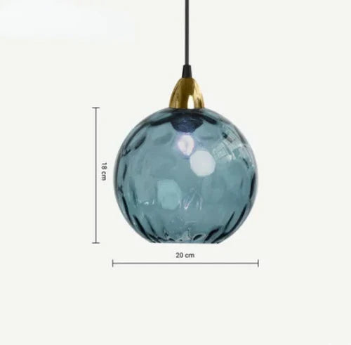 Szklana lampa wisząca w kształcie kuli z trzonkiem E27 i ciepłym światłem do salonu, jadalni i sypialni, oświetlenie nastrojowe, designerska | Sansoti