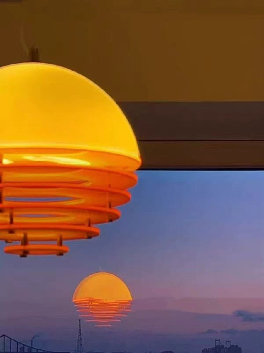 Stijlvolle Hanglamp Bauhaus Design Oranje-Wit Sfeerverlichting voor Moderne Interieurs | Sansoti
