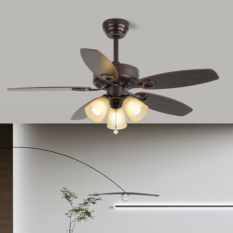 Plafondventilator met Verlichting en Afstandsbediening Klassiek Hout en Glas Ø107cm | Sansoti