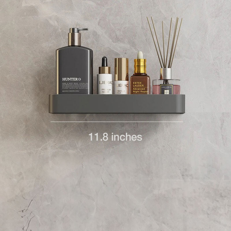 Badkamer plank aluminium zelfklevend 30cm grijs zwevend rek douche wandplank met handdoekhouder organizer badkamer | Sansoti