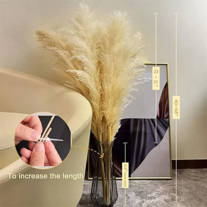 Dekorative Pampasgräser 65cm – Künstliche Dekoration im Boho-Stil für Vasen, Wohnraum und skandinavisches Interieur | Sansoti