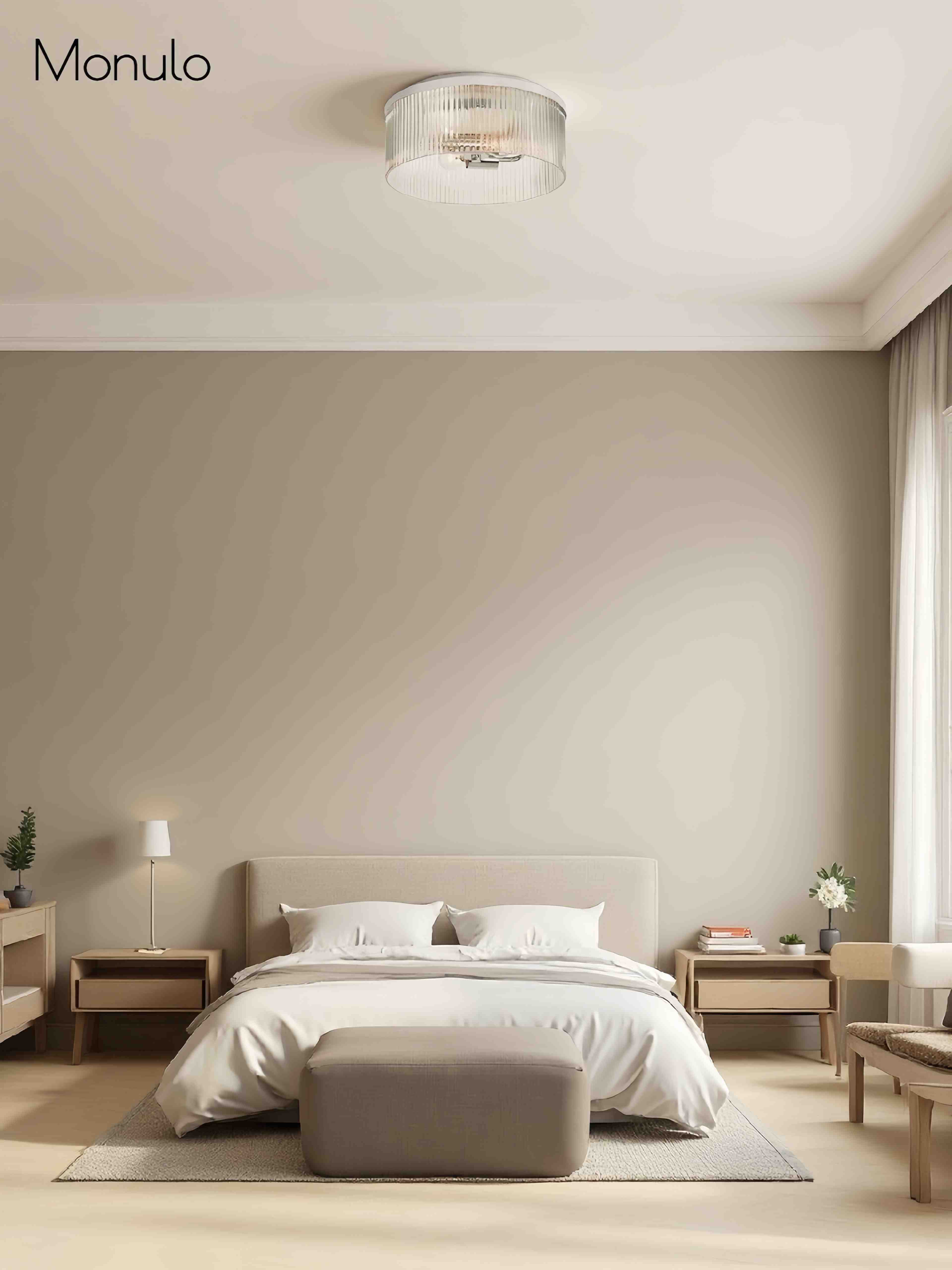 Geribbelde Glazen Plafondlamp Modern Laagbouw Ontwerp Slaapkamer Woonkamer Gang | Sansoti