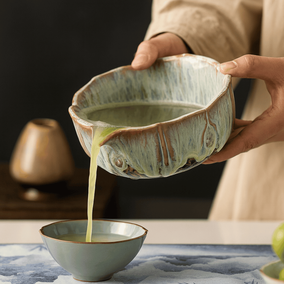 Matcha Ceremony Set 8-Piece Ceramic Bamboo Whisk Bowl Strainer Spoon Tea Ritual Tableware Japanese Style | Sansoti