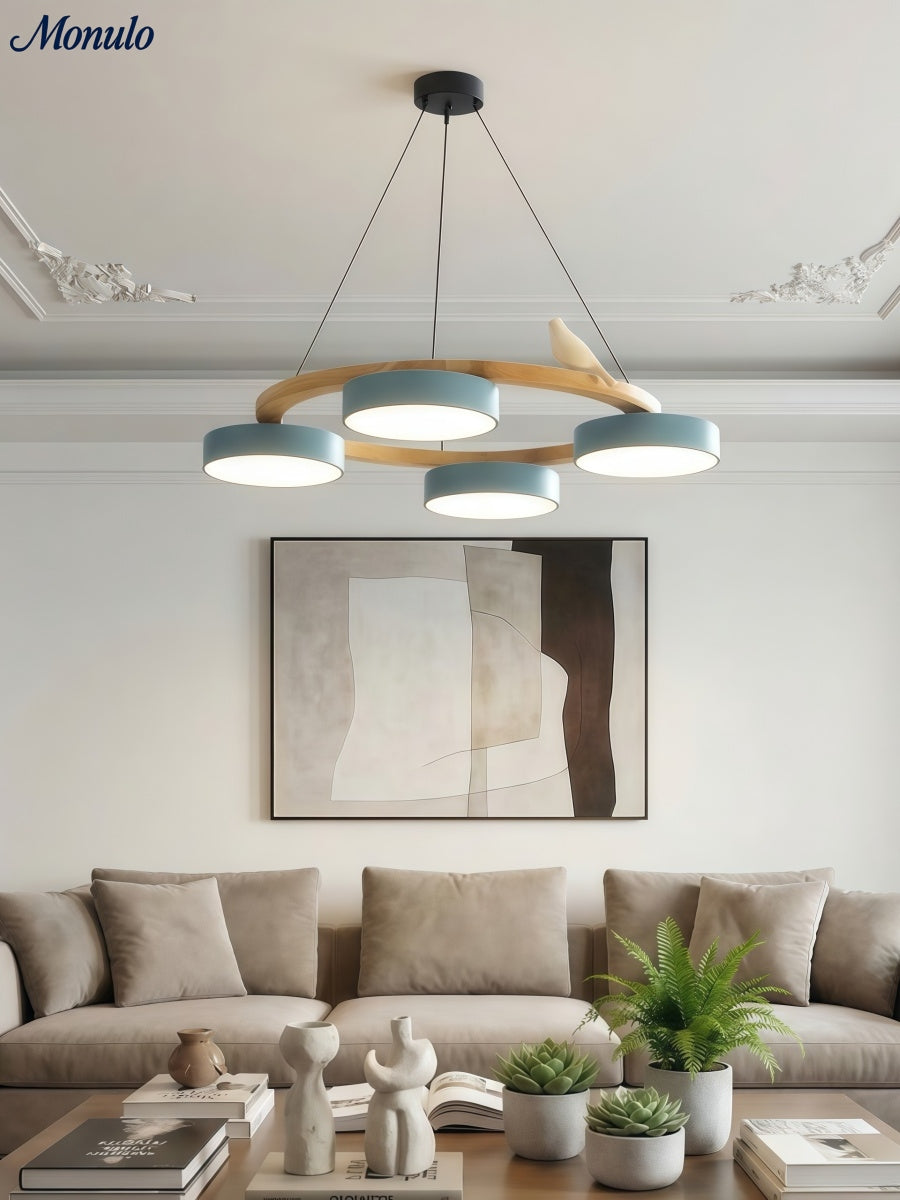 Decoratieve Vogelkroonluchter met Gekleurde Cirkels voor Eetkamer en Woonkamer | Sansoti