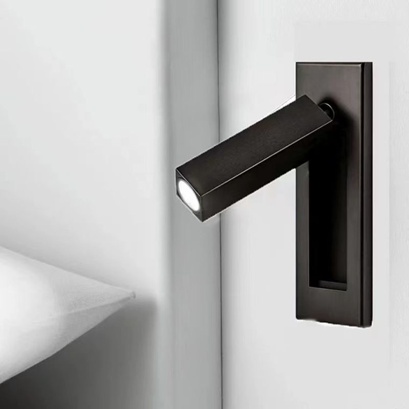 Drehbare Wandleuchte aus Metall in Zylinderform, Leselampe mit verstellbarem Licht, modernes Design, Schwarz und Gold, Nachttischlampe | Sansoti