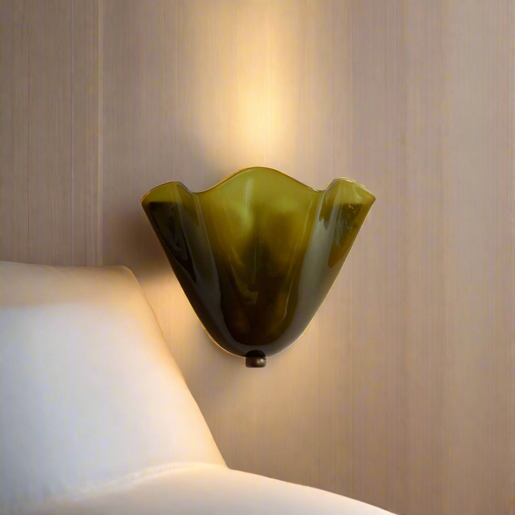 Wandlamp Glas In Lood Retro Art Deco Schelp 28cm E14 | Sansoti