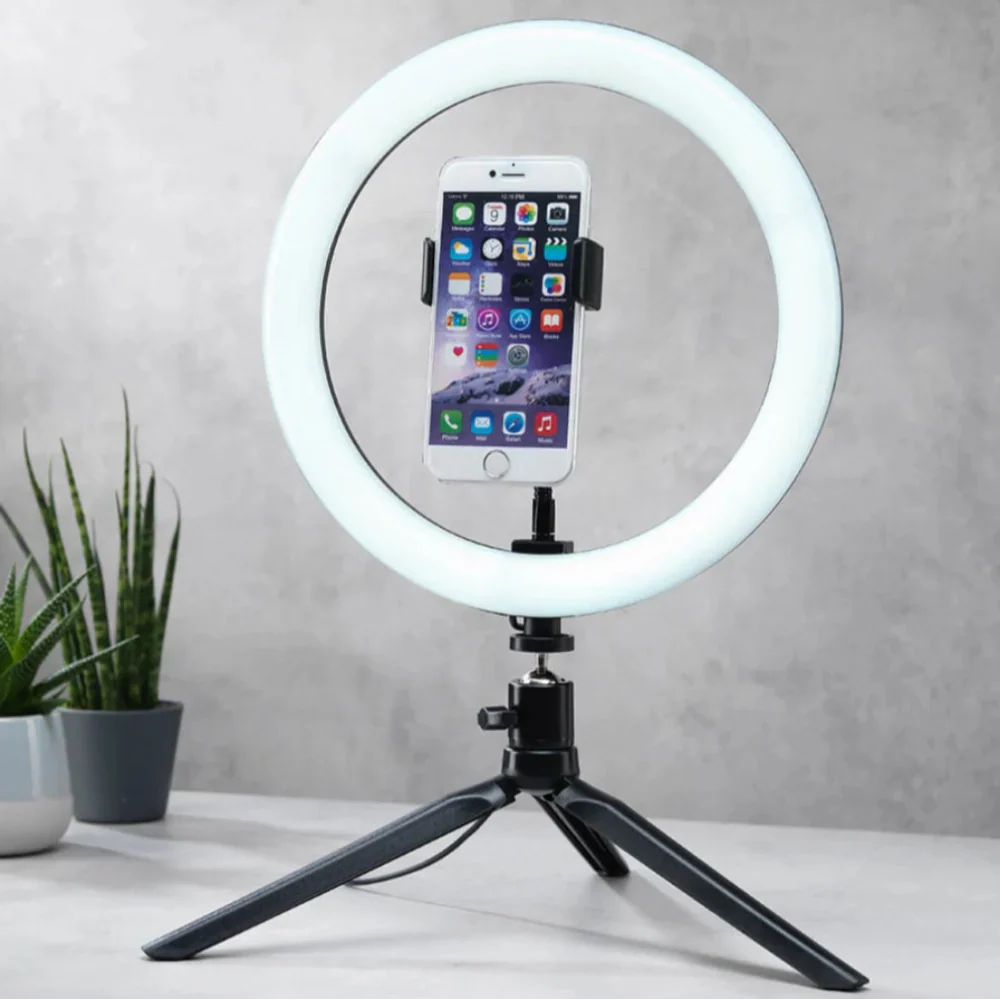 LED Ring Light with Clamp Modern Dimmable Desk Lamp with 360° Rotation – Perfect for Video Calls, Makeup, Photography | Sansoti
