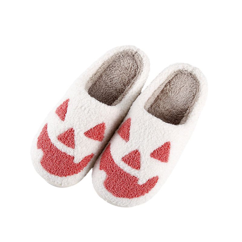 Halloween-Hausschuhe mit Kürbis- oder Geistermotiv, rutschfester Sohle, warmem Plüsch, bequem, unisex, Größe 37-44 | Sansoti