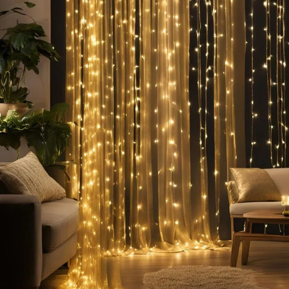 LED Light Curtain Warm White – Decorative Lighting for Garden and Balcony | Sansoti