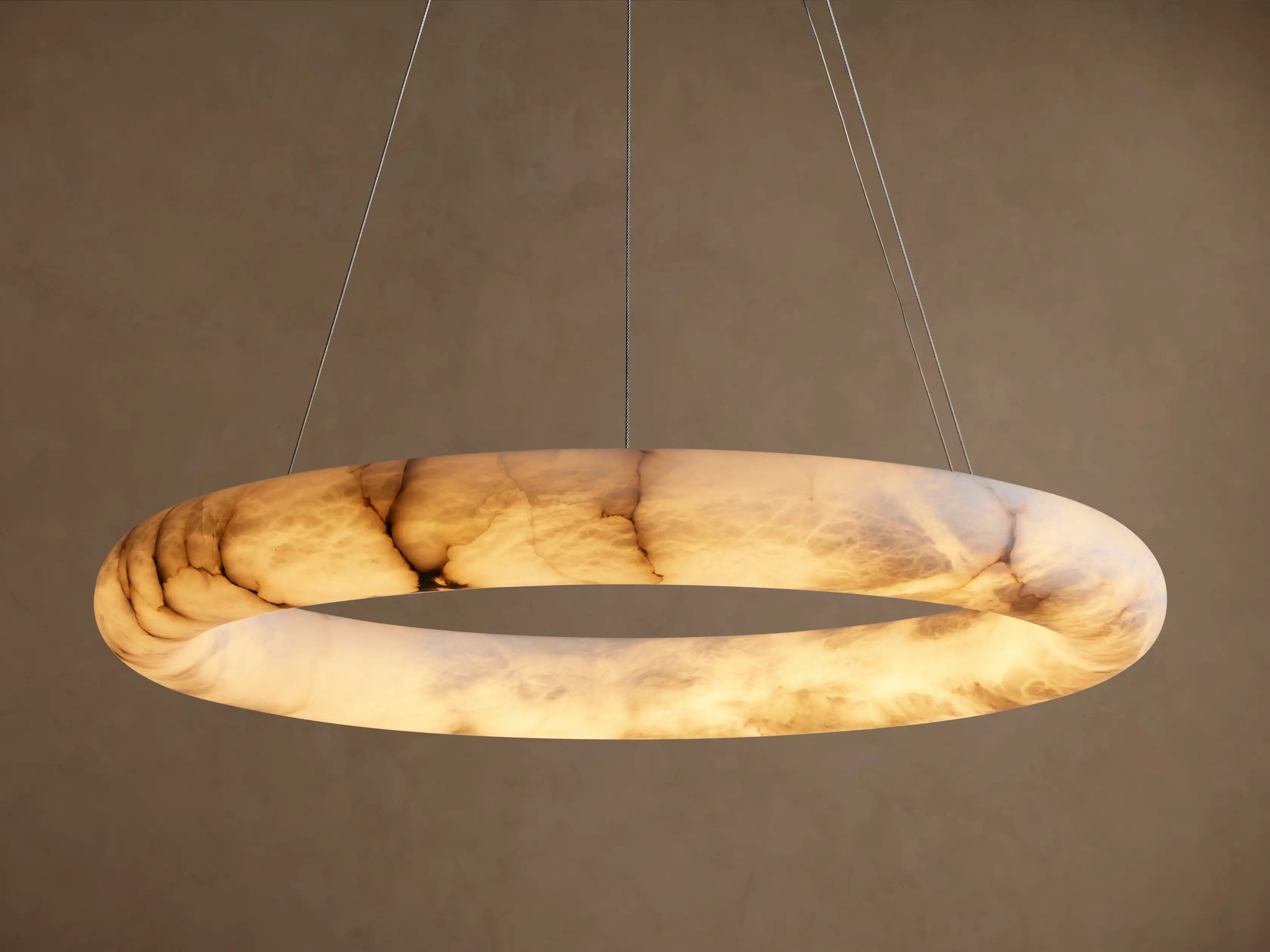 Ronde Kroonluchter Albast 91cm Dimbaar LED Geïntegreerd Hangend Plafondlamp Modern Design Woonkamer Eetkamer | Sansoti
