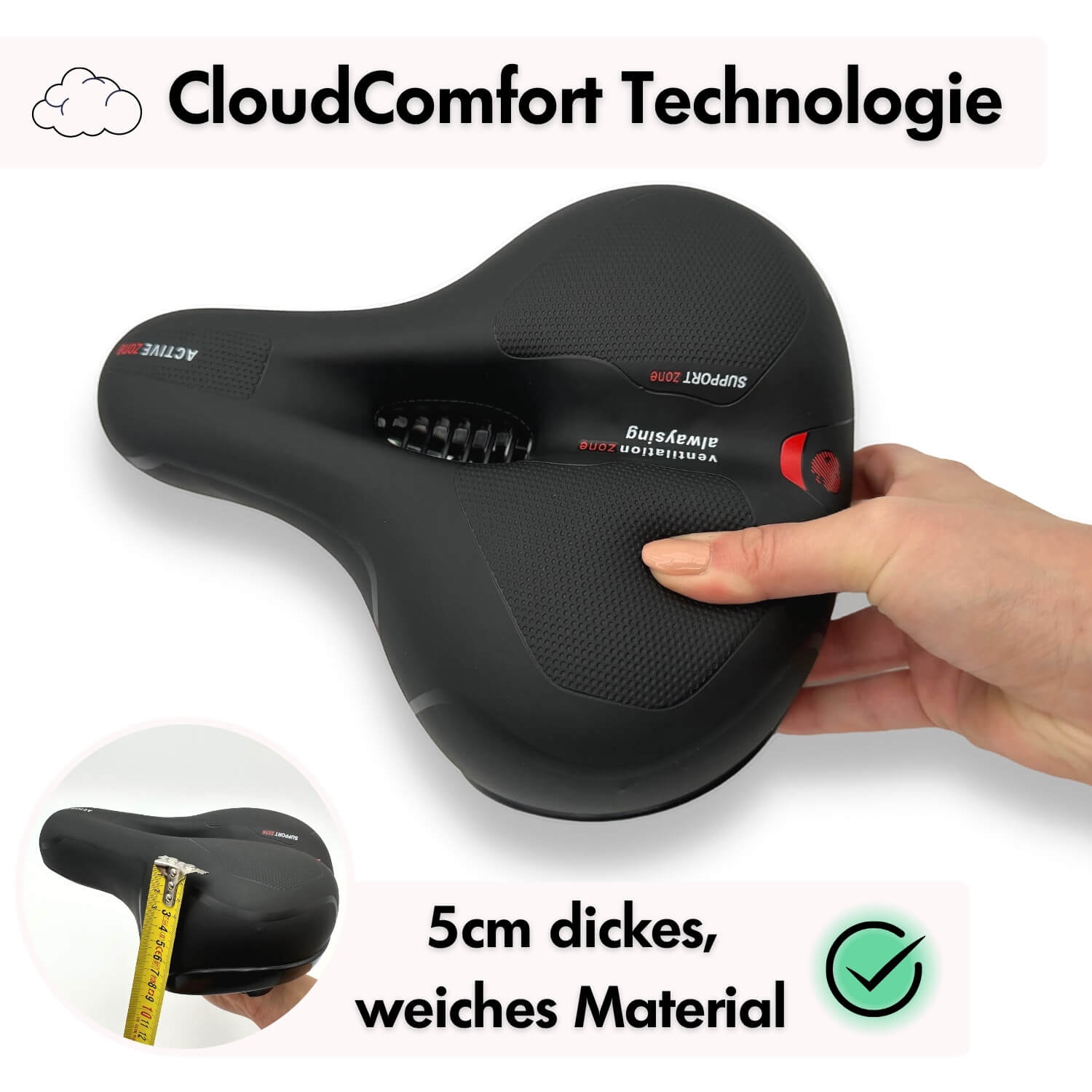 Ergonomisch Fietszadel met Gel-Demping - Comfortzadel voor Langere Fietstochten - Ademend en Drukverlagend - Universele Pasvorm | Sansoti