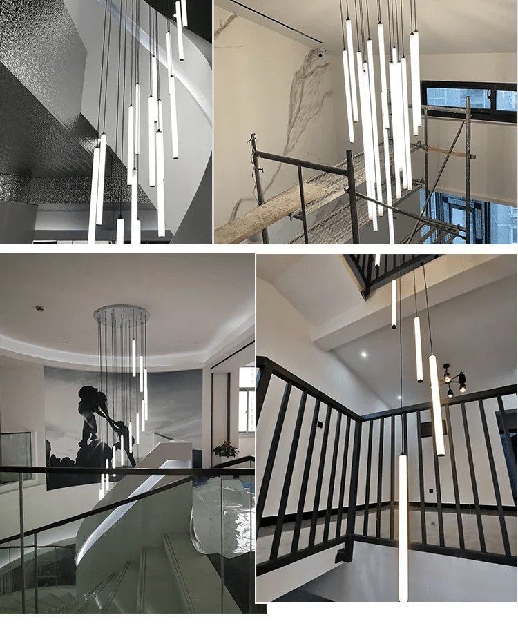 Suspension escalier plafond haut spirale LED multi-lumières moderne | Restfield