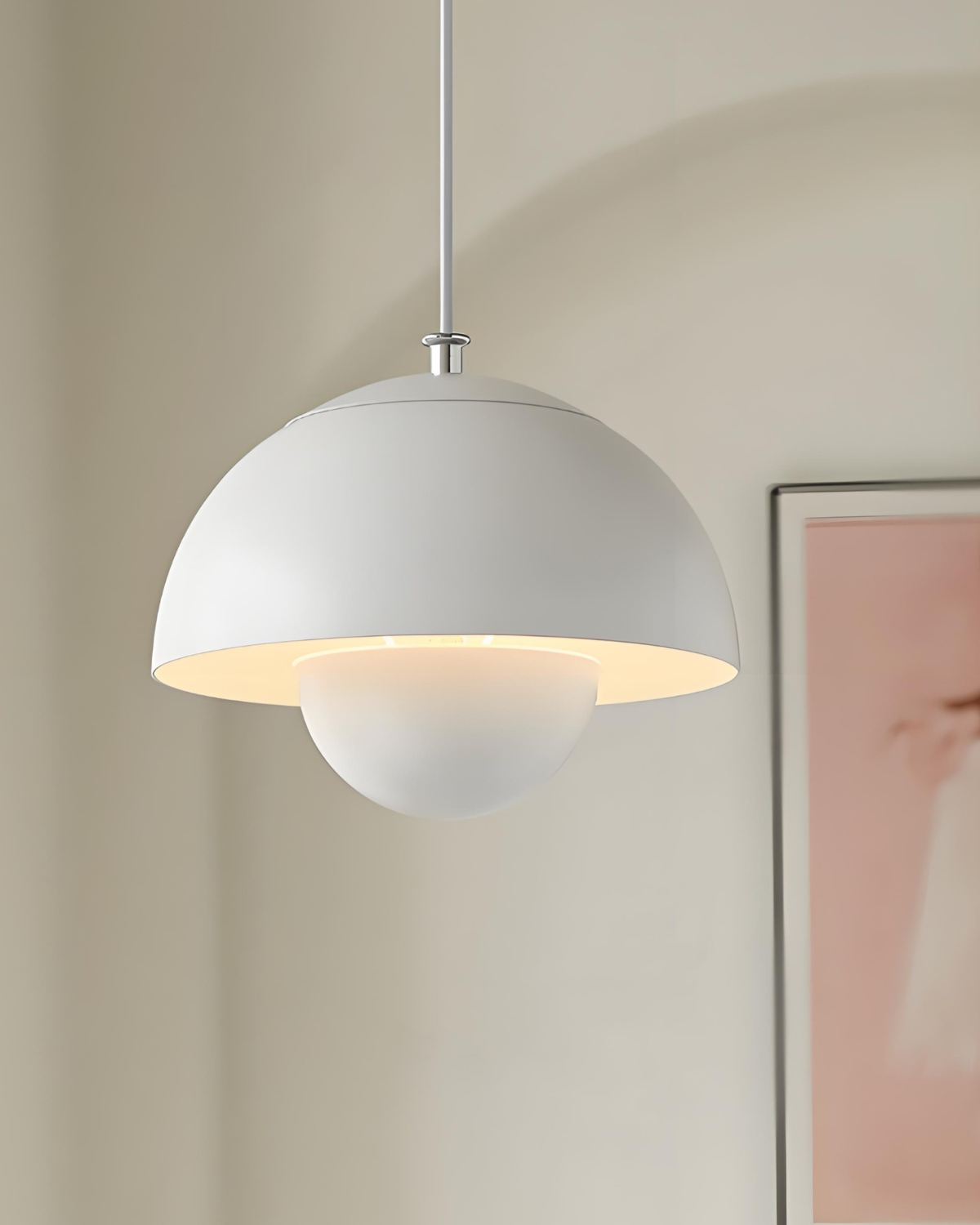 Minimalistische Hanglamp Wit Rond Design Scandinavisch Interieur Eetkamer Slaapkamer Woonkamer Sfeerverlichting | Sansoti
