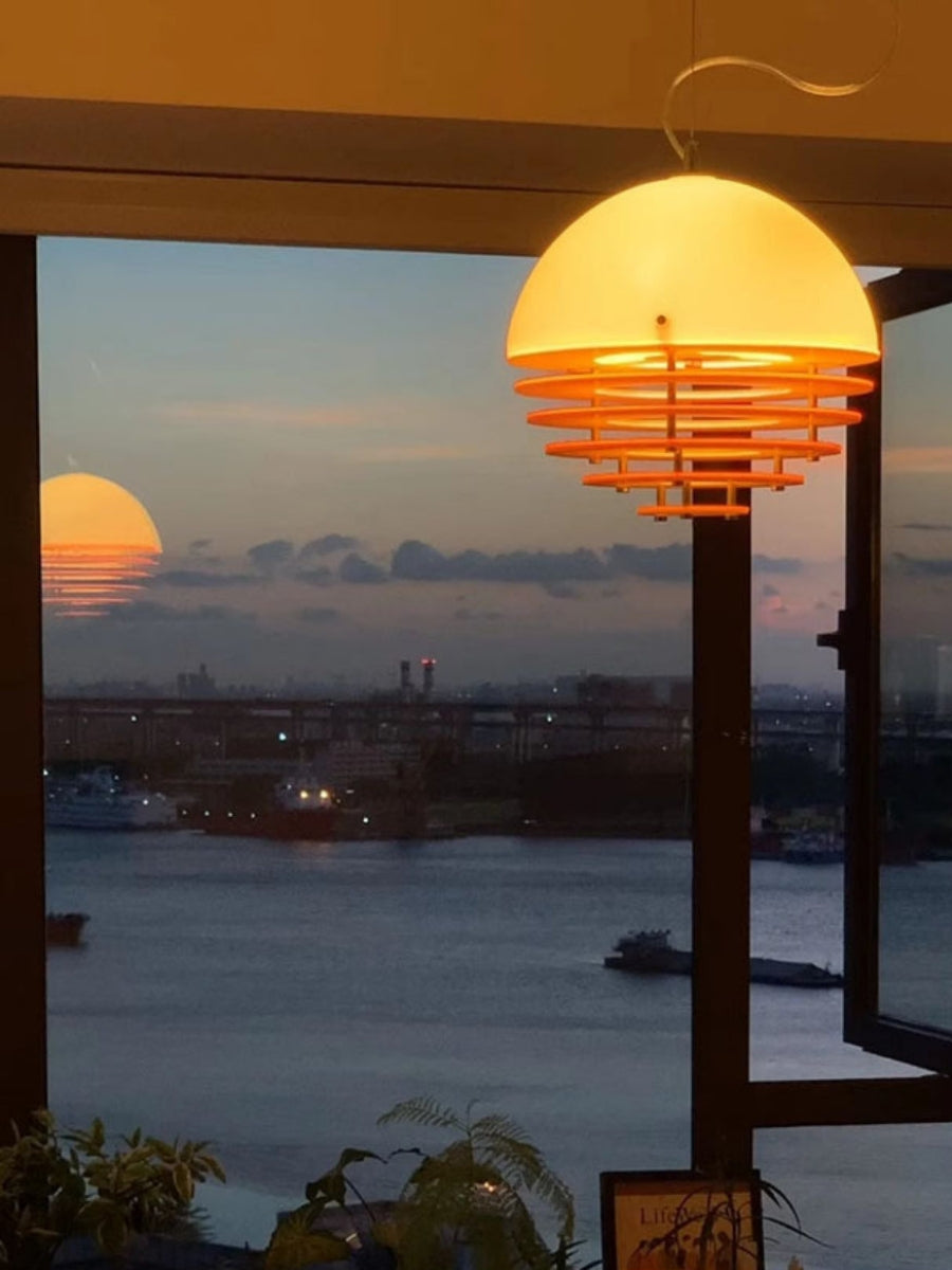 Stijlvolle Hanglamp Bauhaus Design Oranje-Wit Sfeerverlichting voor Moderne Interieurs | Sansoti