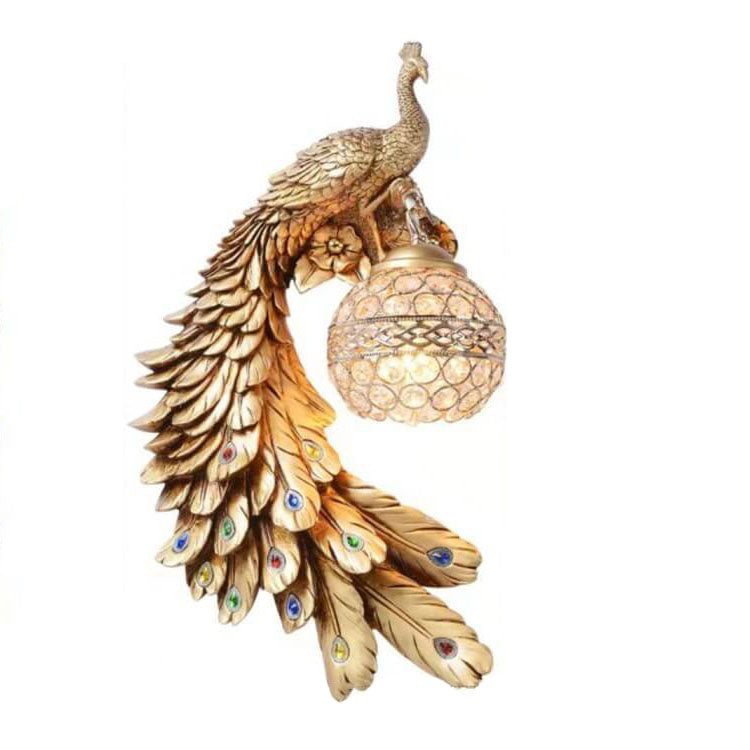 Pfau Wandleuchte Kristall Harz Bunt 45cm Wohnzimmer Schlafzimmer Dekorative Wandbeleuchtung Tier Luxus Art Deco Flur | Restfield